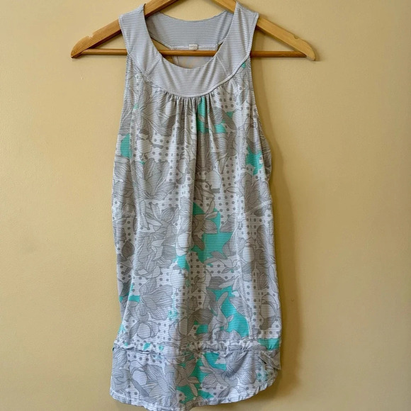 Lululemon| $15|  Vintage Racerback Lagoon Checkmate Drawstring Tunic Tank Sz 6 - Picture 1 of 8
